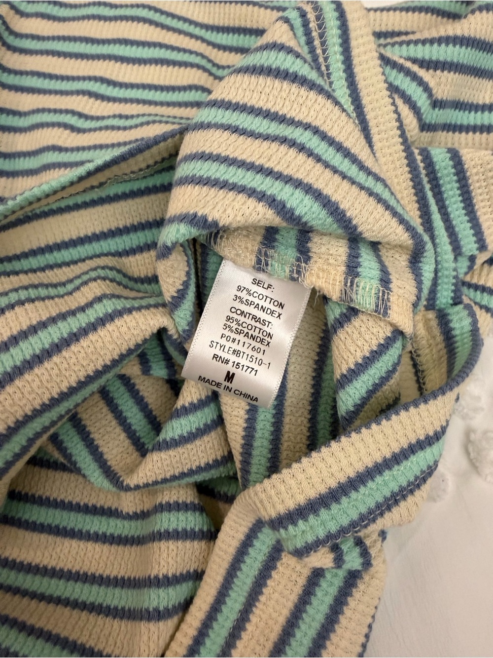 New Trendy These Three Boutique Casey Striped Top-Ivory Blue Medium BNWT Comfy - Picture 10 of 10